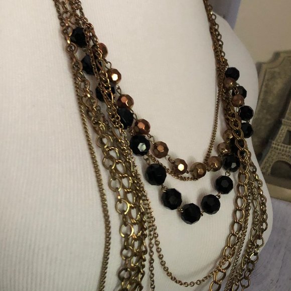 Tangled Heart Blues Boho Chain Bead Multi-Length Necklace